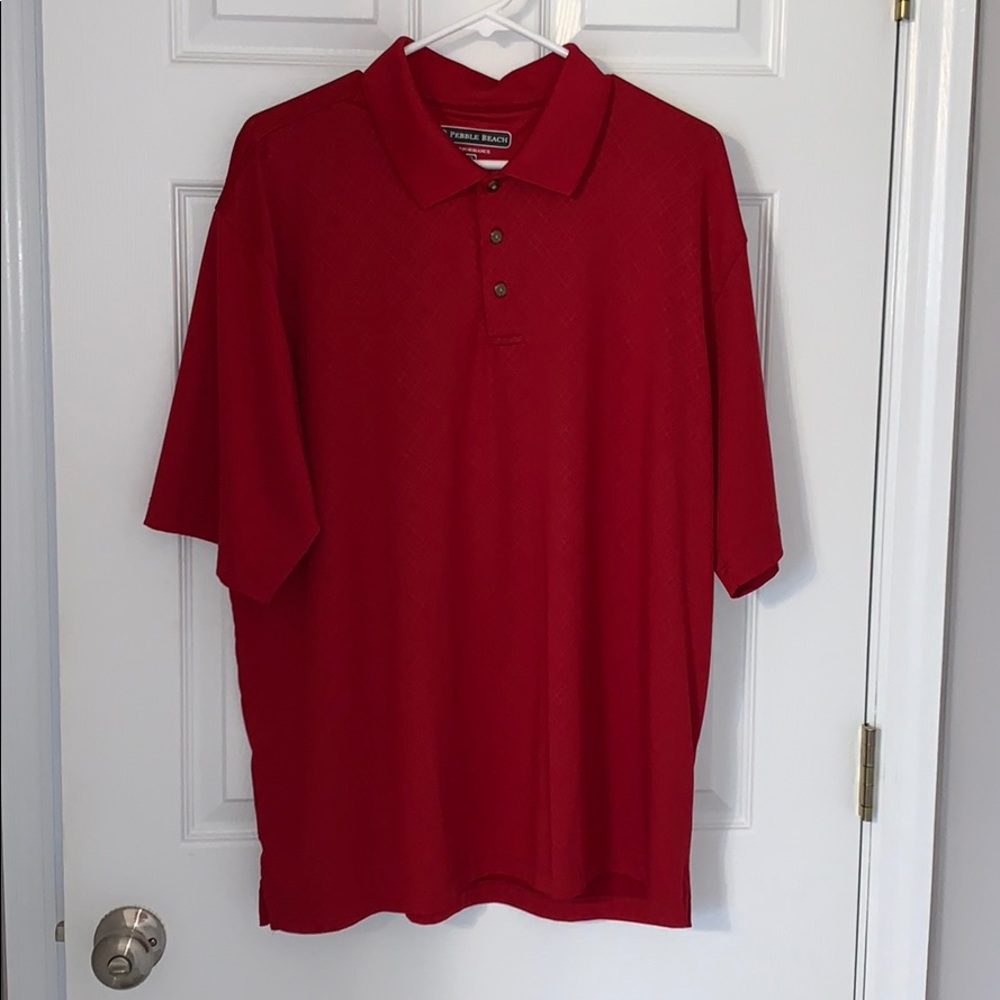 Men’s red Pebble Beach golf shirt